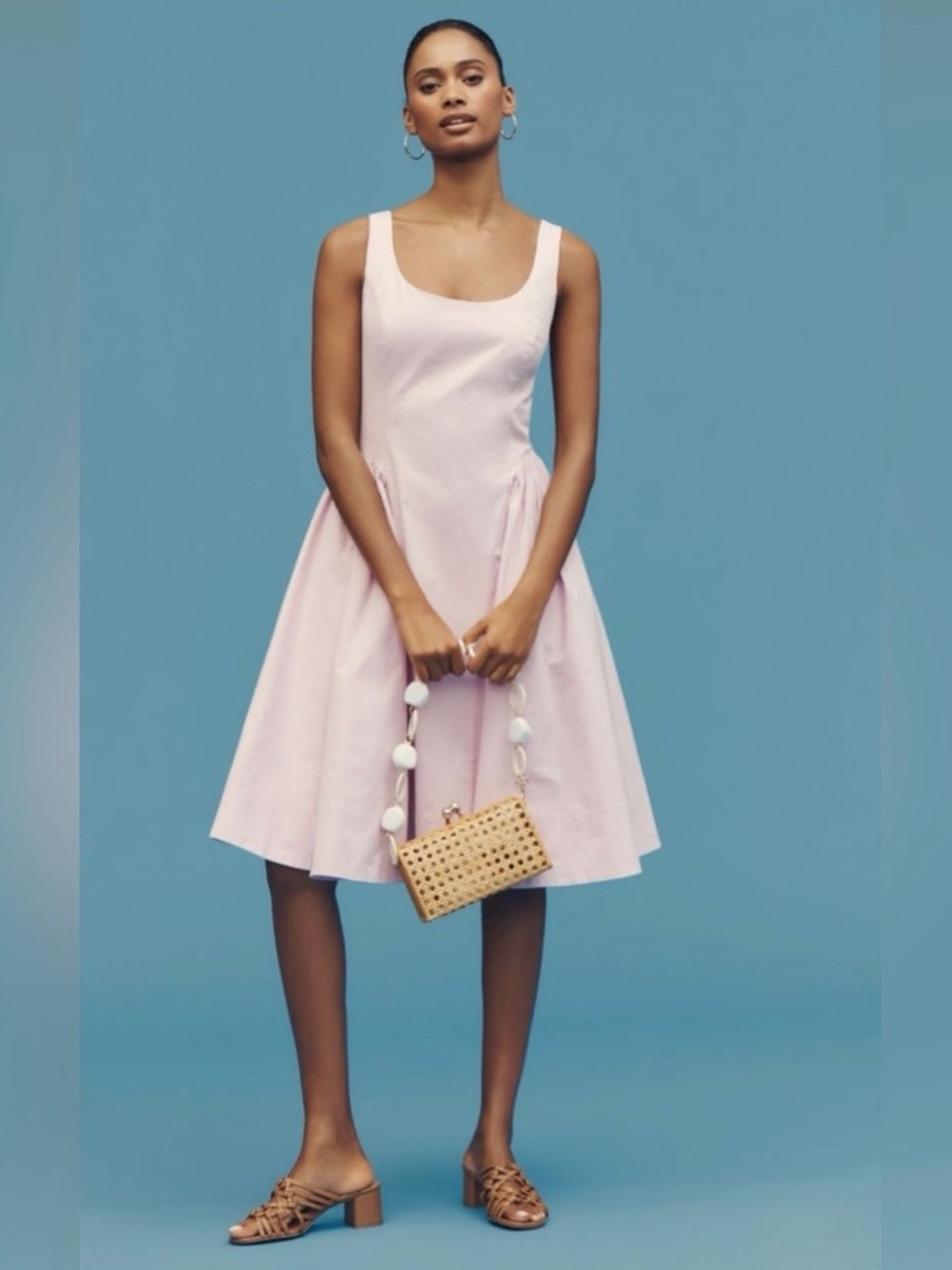 Anthropologie Soft Pink Sleeveless Fit-and-Flare Dress S Small